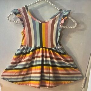 Hannah Andersson Super Soft Multi-Color Stripe Skater Dress 4 RainbowBright Twee